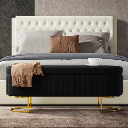 Storage Bench Velvet Bedroom Ottoman
