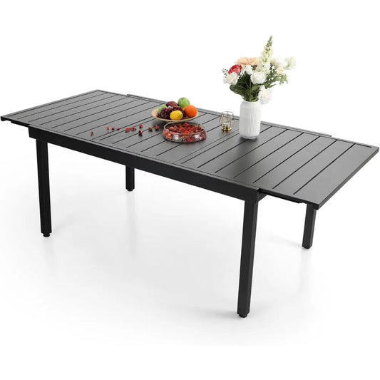 Black Expandable And Metal Outdoor Table