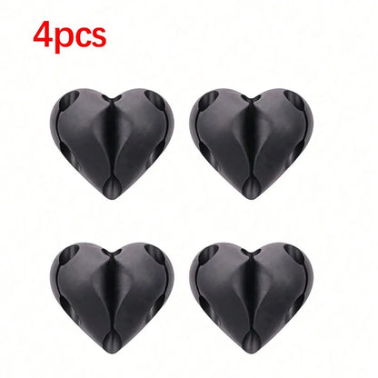 2pcs Heart-Shaped Mini Cable Winder Organizer Clips
