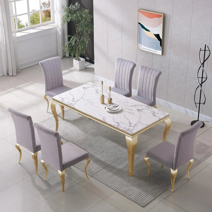 Faux White Marble Dining Table