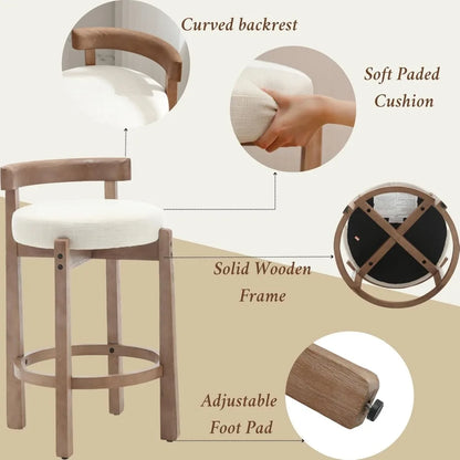 Mid-Century Upholstered Bar Stools Set of 2