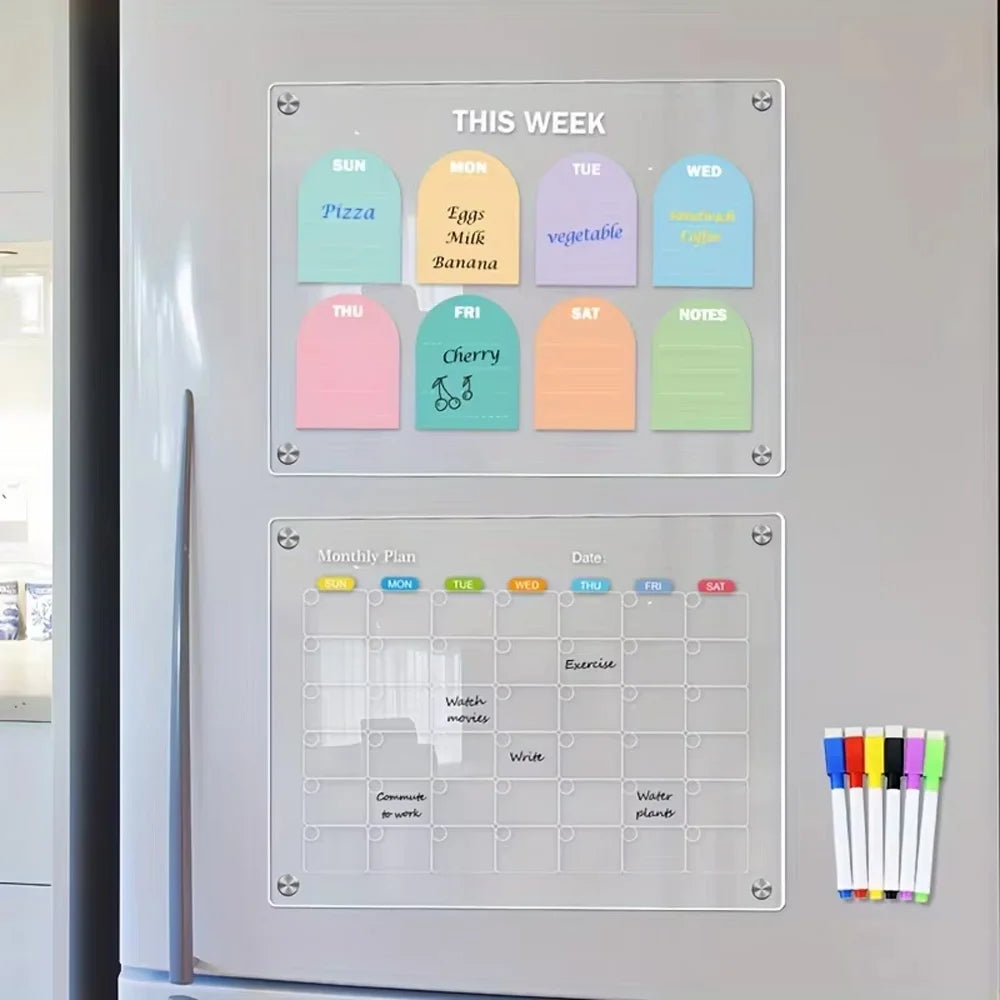 2PCS Clear Magnetic Fridge Calendar Planner