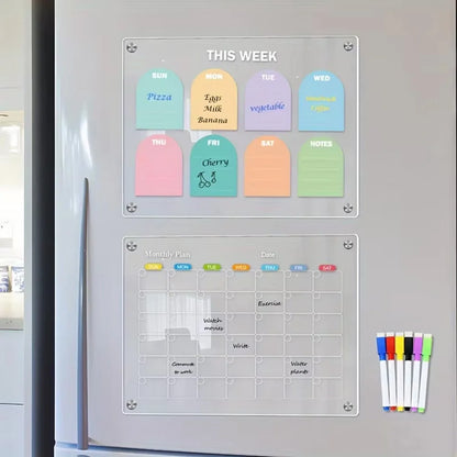 2PCS Clear Magnetic Fridge Calendar Planner