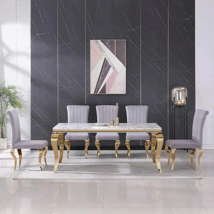 Faux White Marble Dining Table
