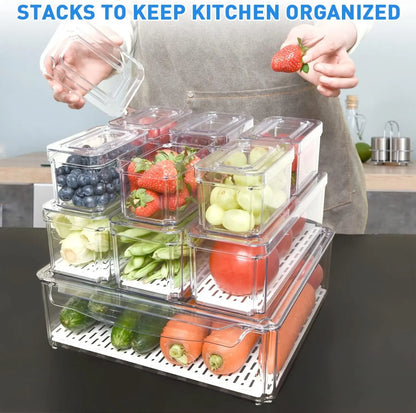 Stackable Refrigerator Organizer Bins With Lids