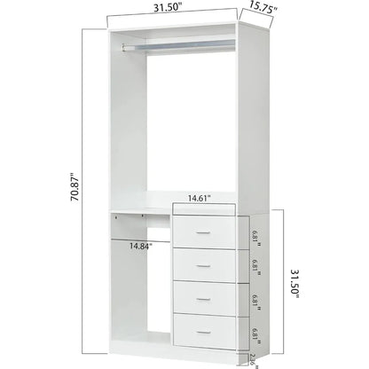 Walk-in Closet System  4 Drawers Shelves