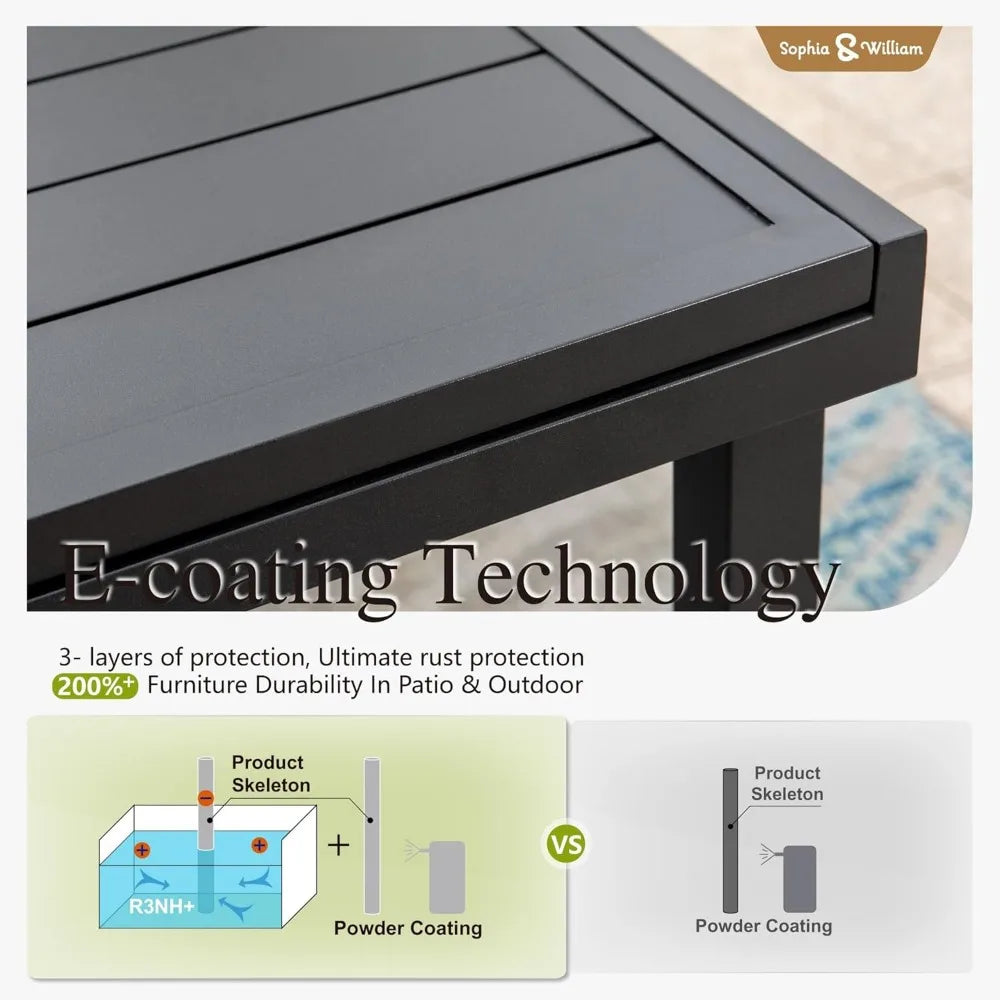 Black Expandable And Metal Outdoor Table