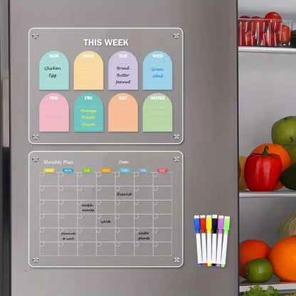 2PCS Clear Magnetic Fridge Calendar Planner