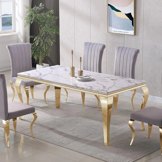 Faux White Marble Dining Table