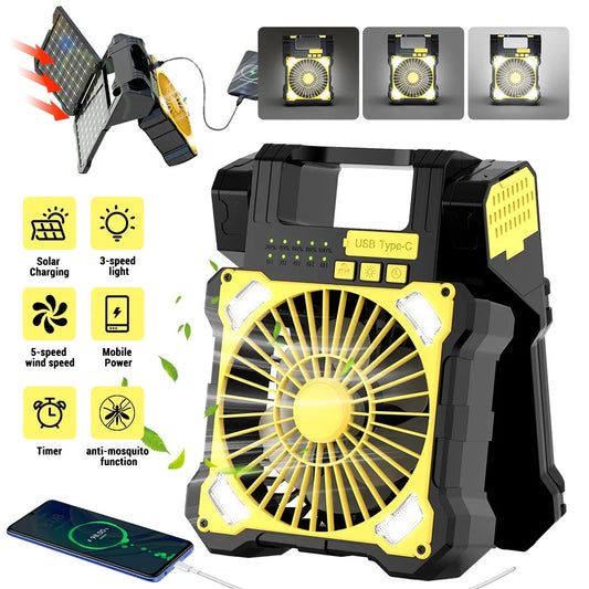 12W Dual Solar Panel USB Fan