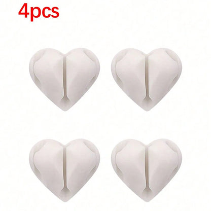 2pcs Heart-Shaped Mini Cable Winder Organizer Clips