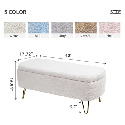 40" Upholstered Ottoman Bench With Gold Legs