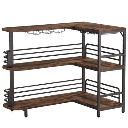 L-Shaped 3-Tier Home Bar Table