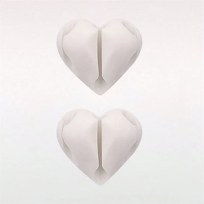 2pcs Heart-Shaped Mini Cable Winder Organizer Clips