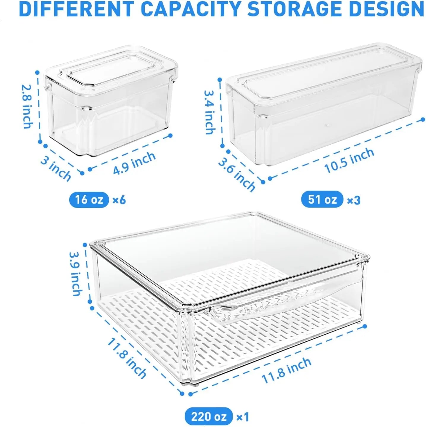 Stackable Refrigerator Organizer Bins With Lids
