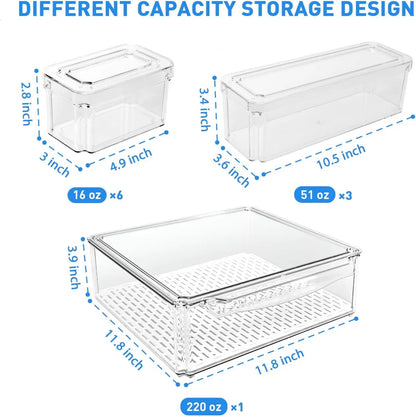 Stackable Refrigerator Organizer Bins With Lids