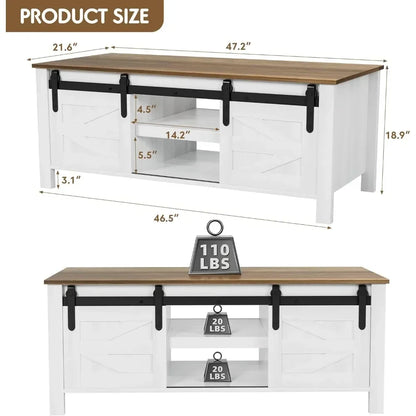 Farmhouse Coffee Table With Adjustable Shelves