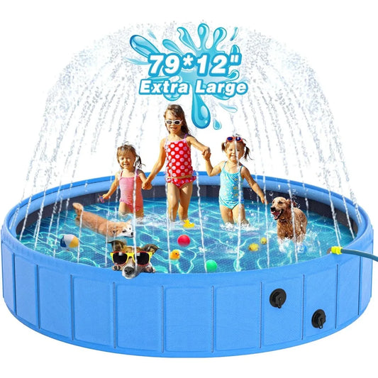 Large Foldable  Portable Pool & Sprinkler For Dogs