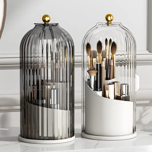360° Rotating Makeup Brush Holder With Lid