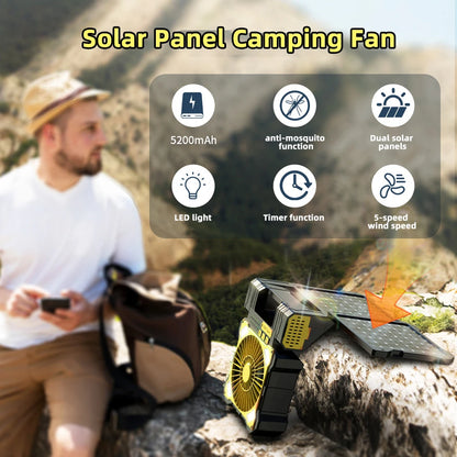 12W Dual Solar Panel USB Fan