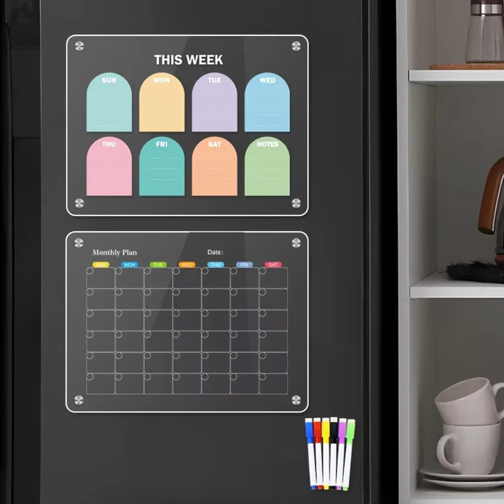 2PCS Clear Magnetic Fridge Calendar Planner