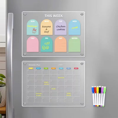 2PCS Clear Magnetic Fridge Calendar Planner