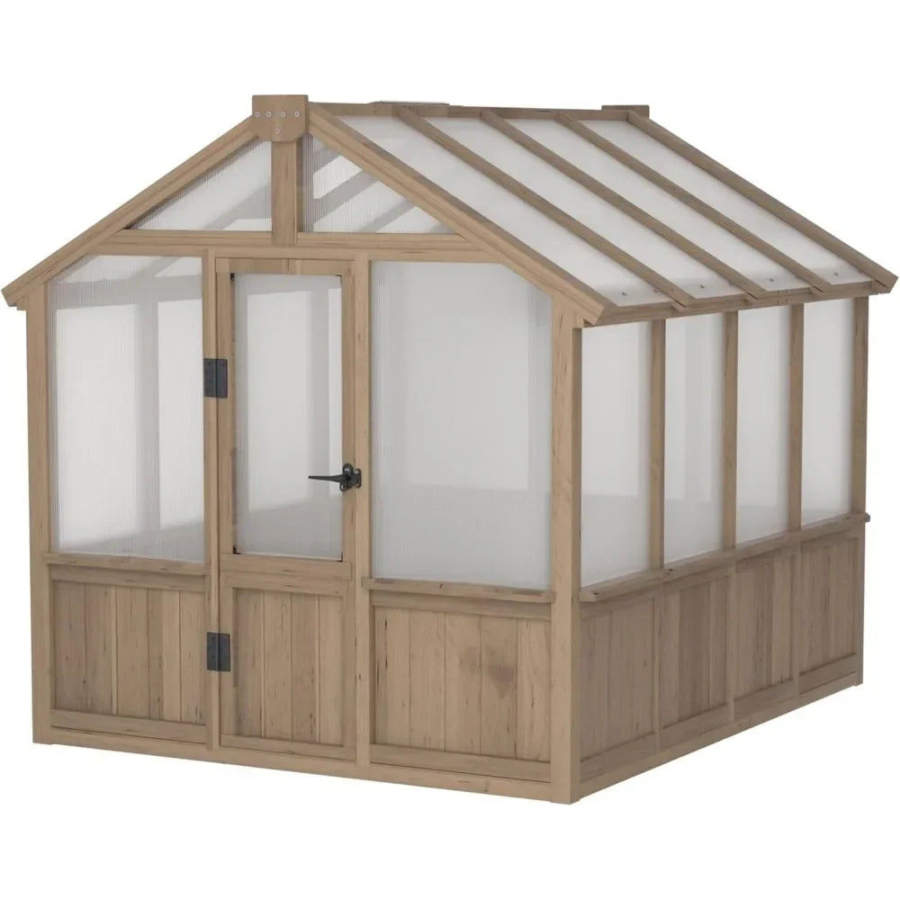 Walk-in 6 X 8 Ft Wooden Greenhouse Lockable Door