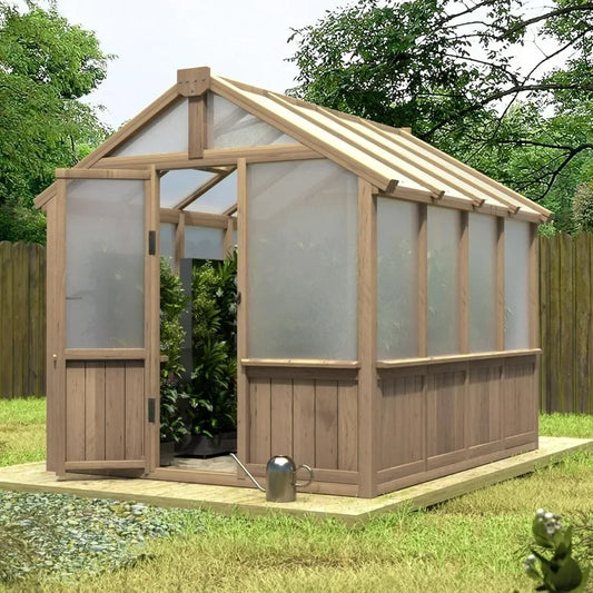 Walk-in 6 X 8 Ft Wooden Greenhouse Lockable Door