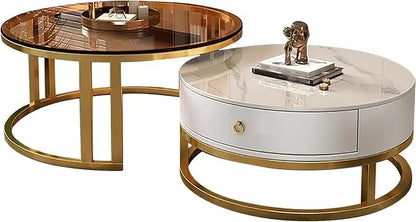 Nesting Metal Frame Wood Top Coffee Table