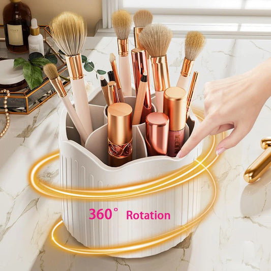 360 Degree Rotating Makeup Brush Holder With Lid