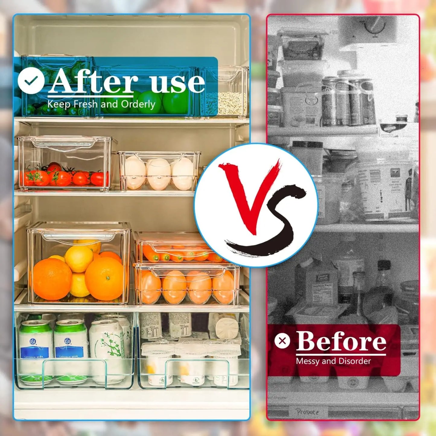 Stackable Refrigerator Organizer Bins With Lids