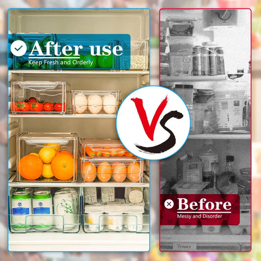 Stackable Refrigerator Organizer Bins With Lids