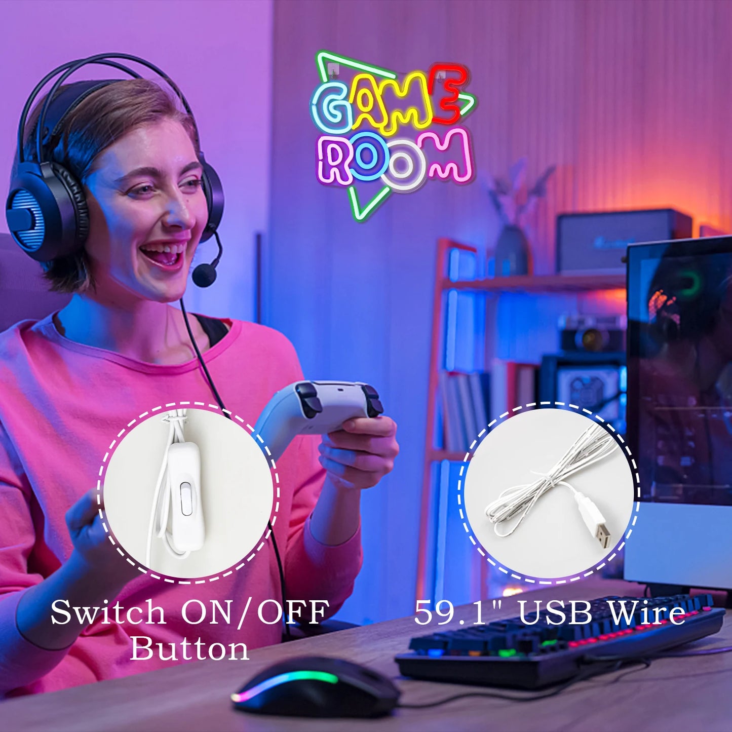 Game Room Neon Sign LED USB Powered